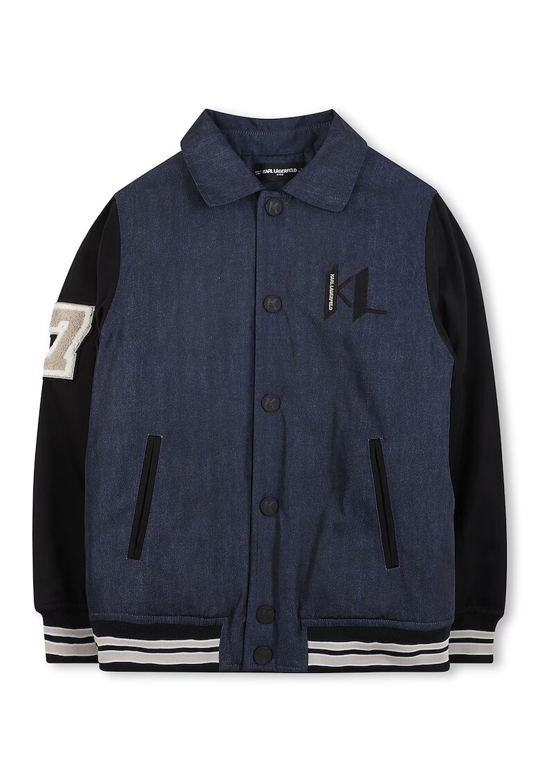 KARL LAGERFELD KIDS Jacheta bomber cu guler ascutit - Negru/Albastru inchis