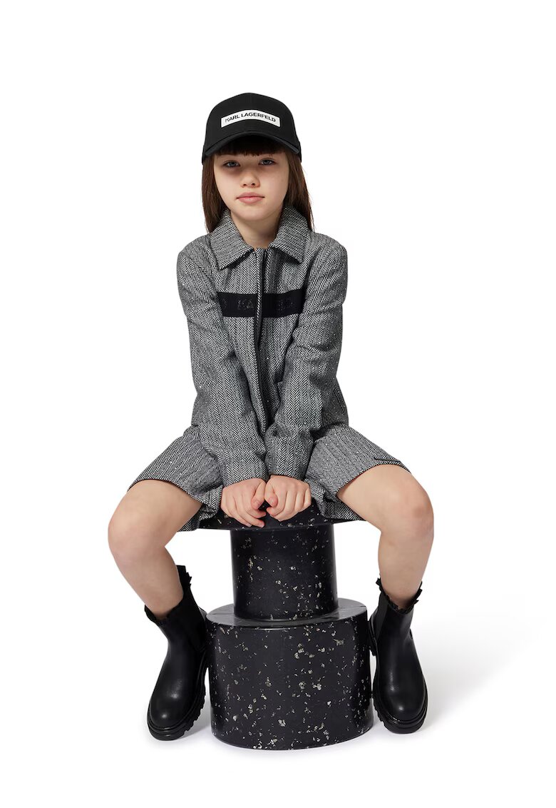 KARL LAGERFELD KIDS Jacheta cu buzunare pe partea din fata - Alb/Negru