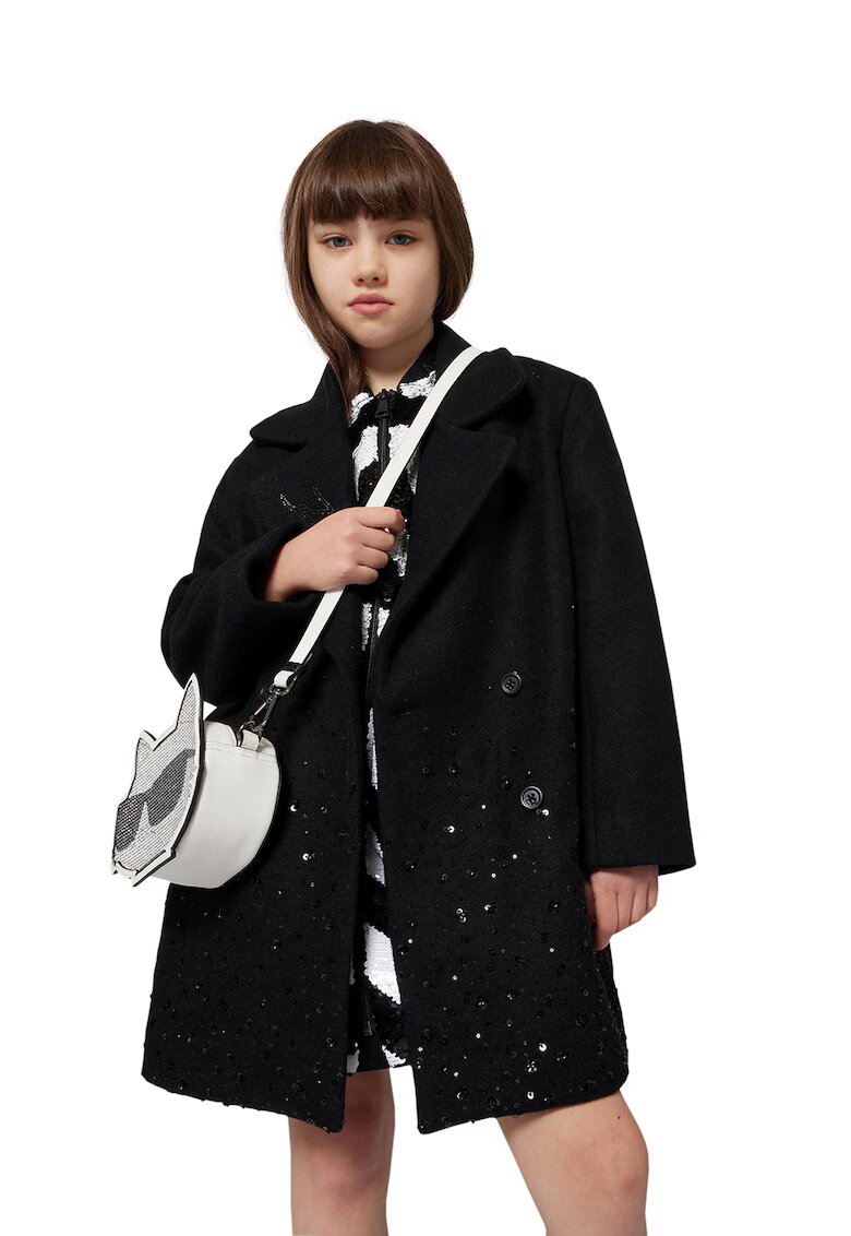 KARL LAGERFELD KIDS Palton cu aplicatii cu paiete - Negru