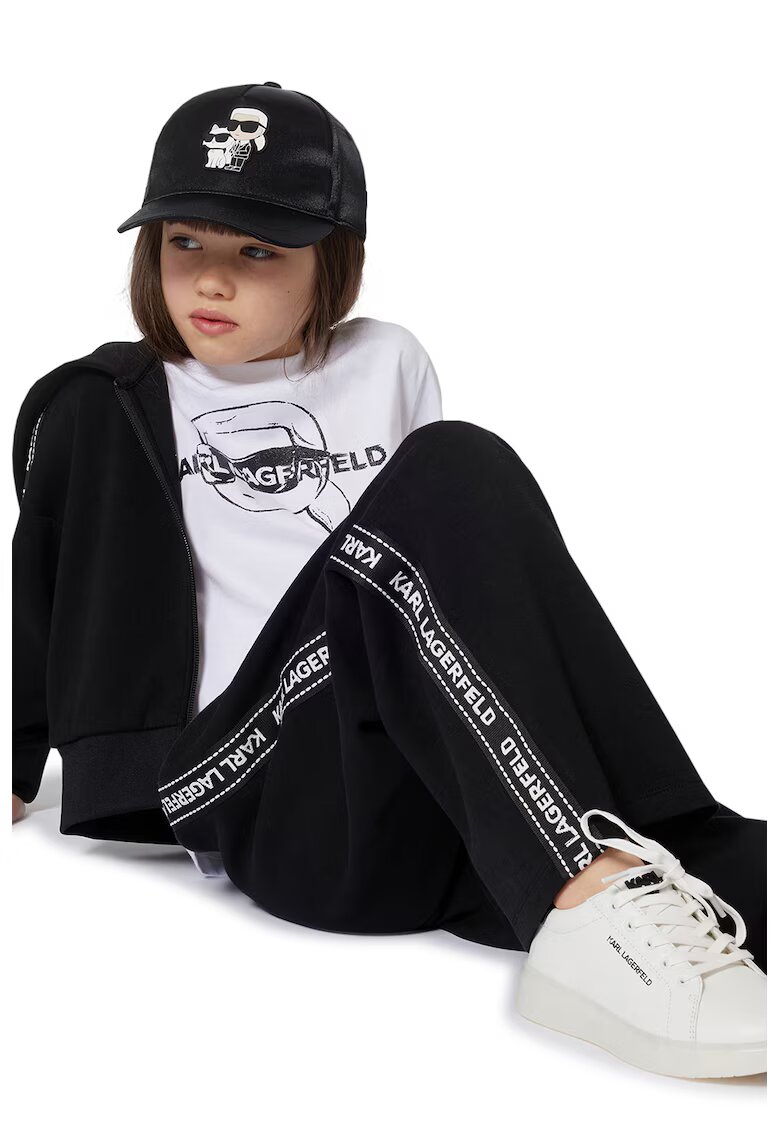 KARL LAGERFELD KIDS Pantaloni drepti cu logo - Negru