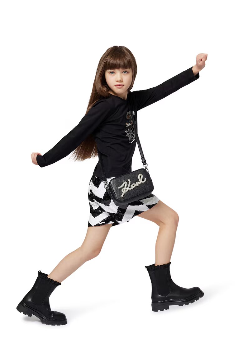 KARL LAGERFELD KIDS Pantaloni scurti cu paiete - Alb/Negru
