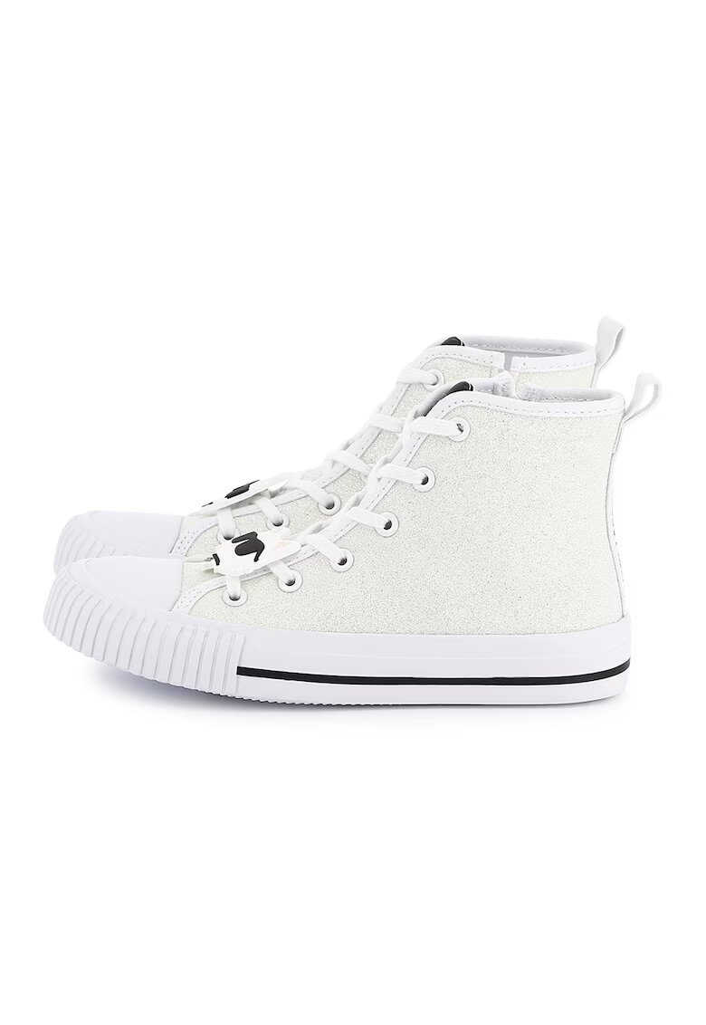 KARL LAGERFELD KIDS Pantofi sport din material textil cu detalii logo - Alb fildes/Argintiu