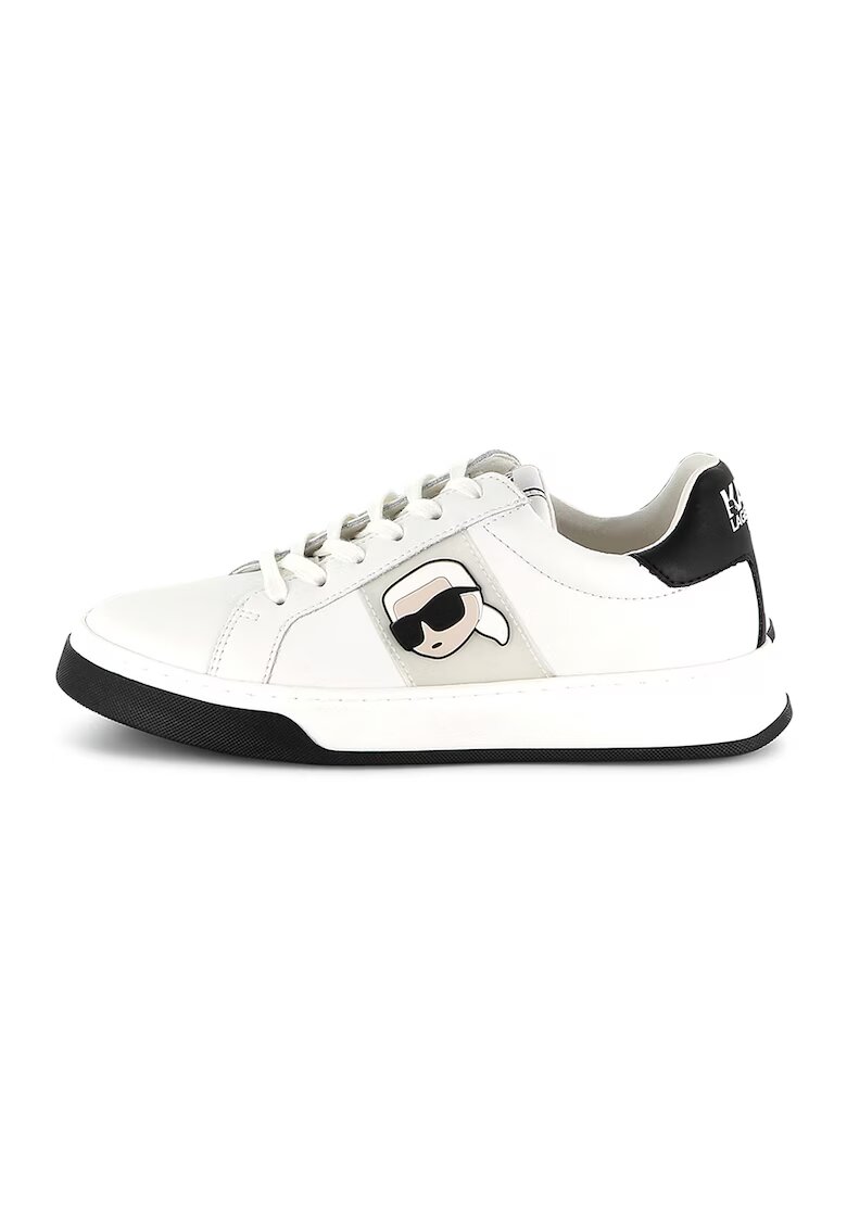 KARL LAGERFELD KIDS Pantofi sport din piele cu logo - Alb fildes/Negru