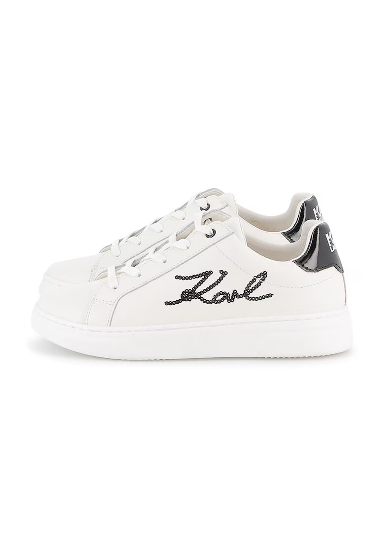 KARL LAGERFELD KIDS Pantofi sport din piele cu logo - Alb fildes/Negru