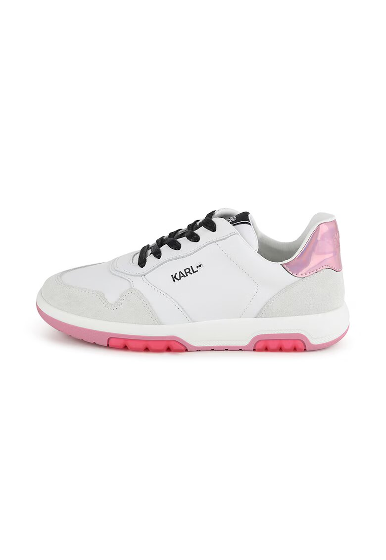 KARL LAGERFELD KIDS Pantofi sport din piele ecologica cu garnituri contrastante - Alb/Roz