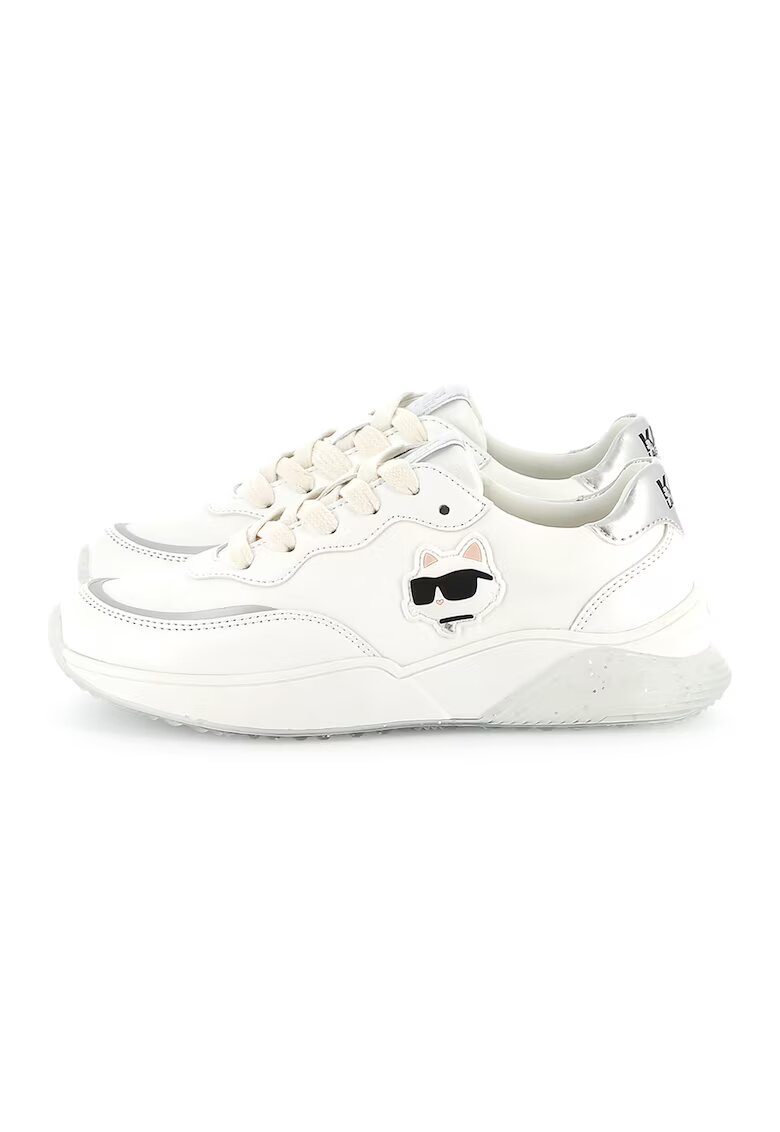 KARL LAGERFELD KIDS Pantofi sport din piele ecologica cu logo - Alb fildes/Argintiu