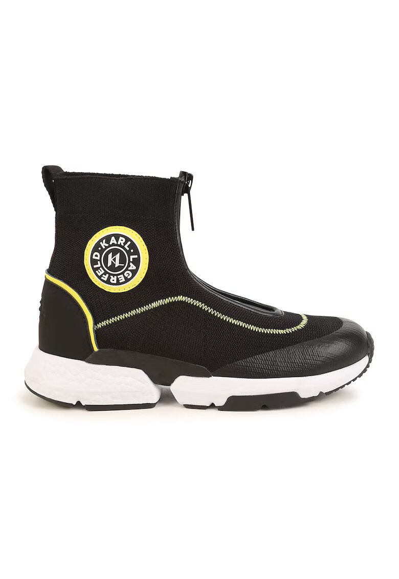 KARL LAGERFELD KIDS Pantofi sport inalti cu fermoar - Negru/Galben