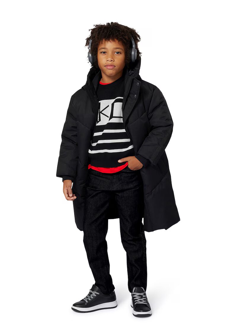 KARL LAGERFELD KIDS Pulover cu model in dungi - Alb fildes/Negru