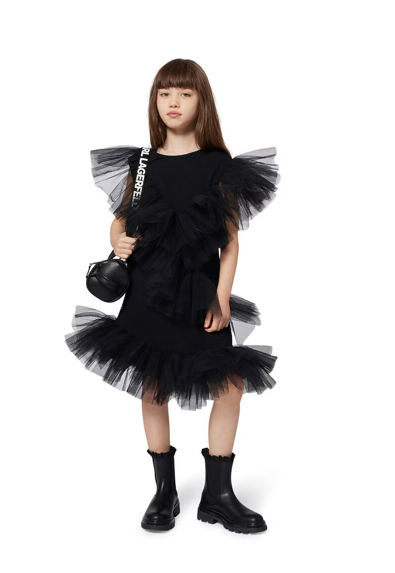 KARL LAGERFELD KIDS Rochie cu aplicatii din tul - Negru