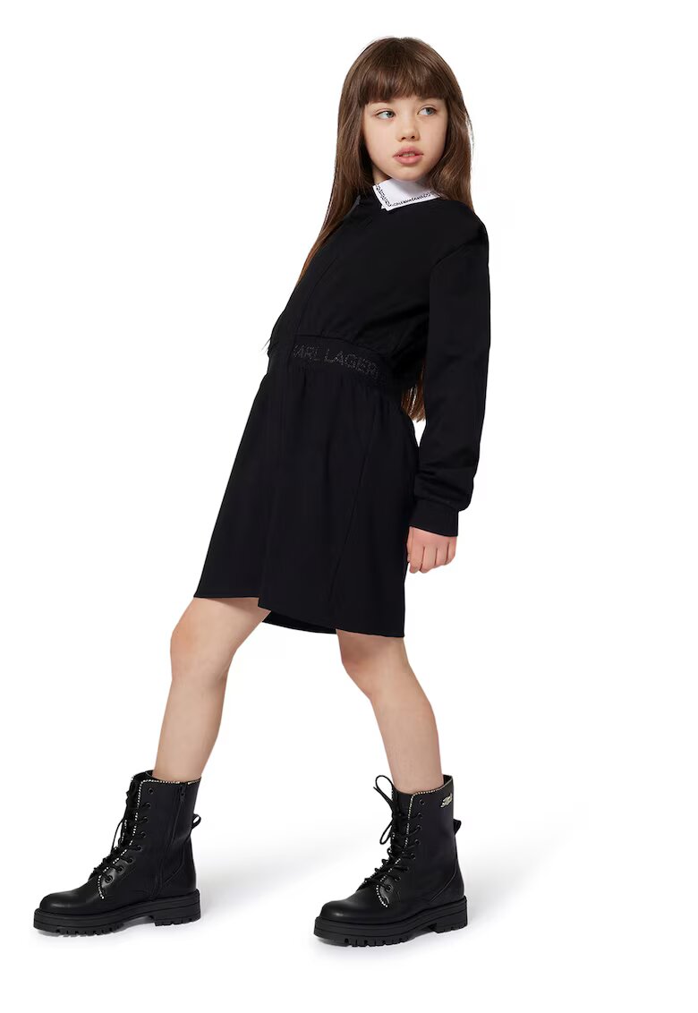 KARL LAGERFELD KIDS Rochie cu guler contrastant - Negru