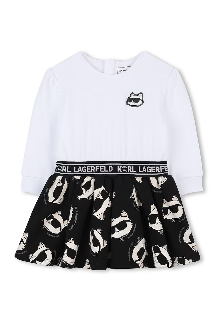 KARL LAGERFELD KIDS Rochie cu imprimeu logo - Alb/Negru
