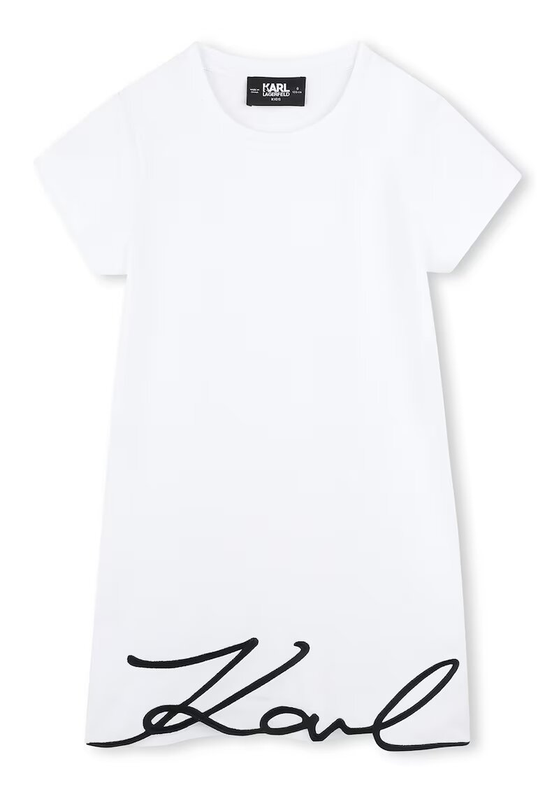 KARL LAGERFELD KIDS Rochie din bumbac cu logo - Negru/Alb optic