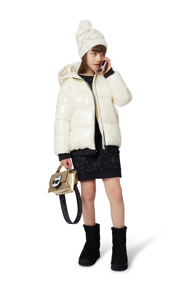 KARL LAGERFELD KIDS Rochie dreapta cu model - Negru