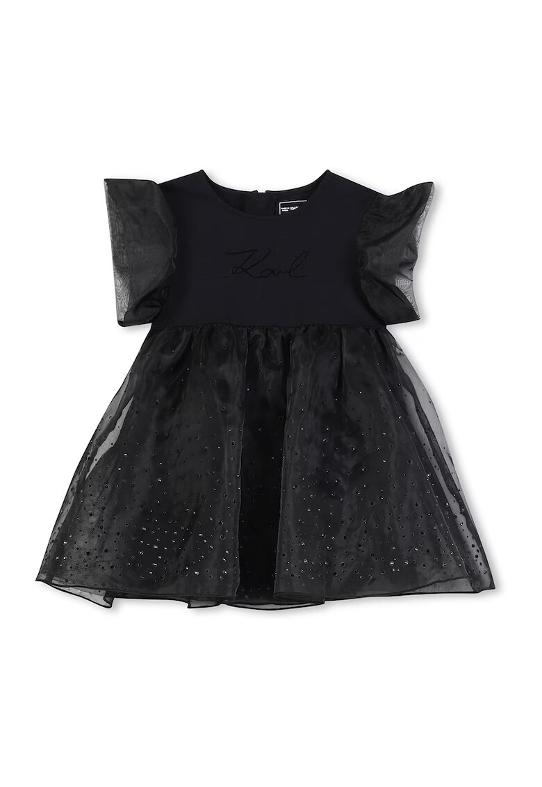 KARL LAGERFELD KIDS Rochie evazata cu aplicatii cu strasuri - Negru