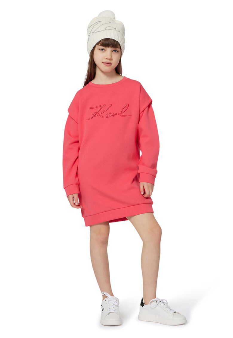 KARL LAGERFELD KIDS Rochie sport cu broderie logo - Coral