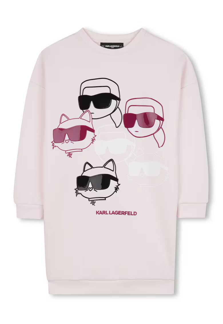 KARL LAGERFELD KIDS Rochie sport cu model logo - Roz pal