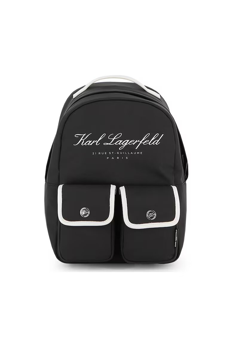 KARL LAGERFELD KIDS Rucsac cu model logo si buzunare cu clapa - Negru