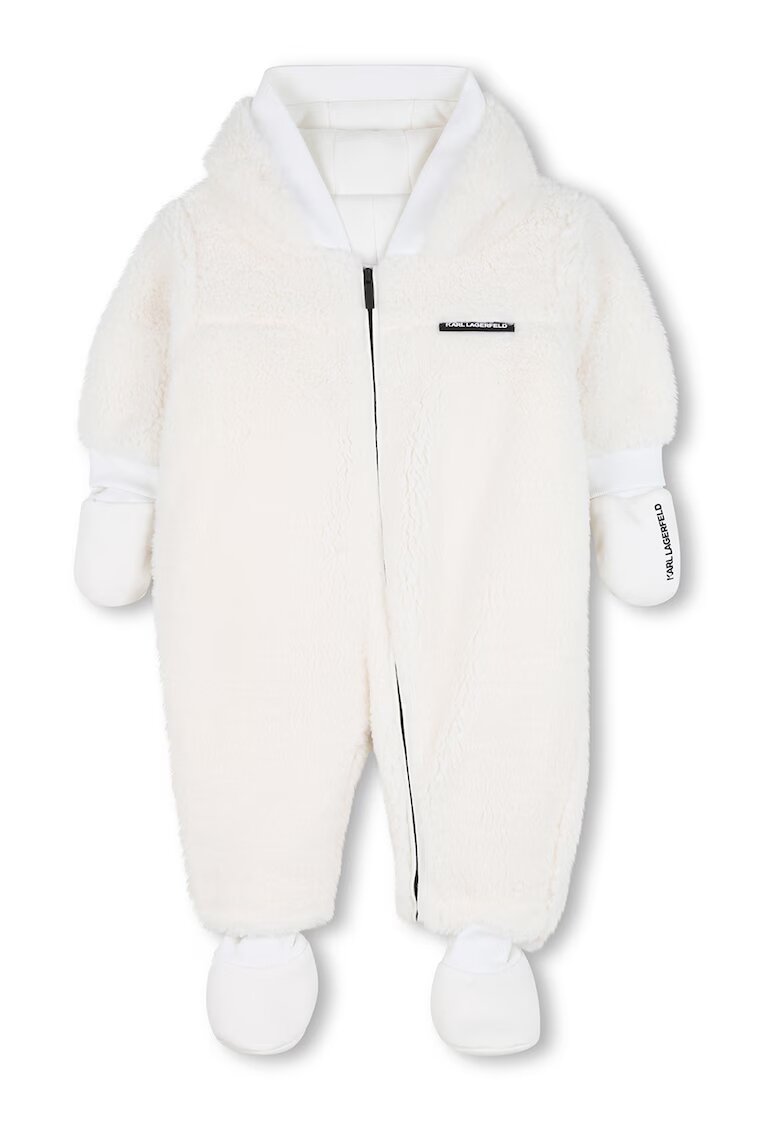 KARL LAGERFELD KIDS Salopeta pufoasa cu gluga - Alb fildes