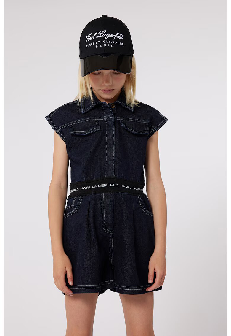KARL LAGERFELD KIDS Salopeta scurta din denim - Negru