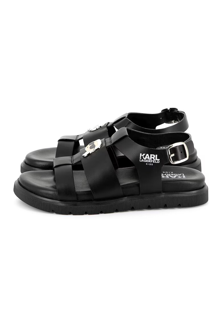 KARL LAGERFELD KIDS Sandale din piele cu logo - Negru stins