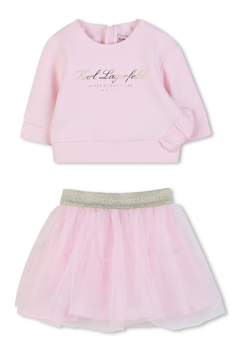 KARL LAGERFELD KIDS Set de bluza de trening si fusta din tul - Roz pal