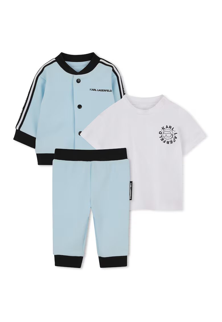 KARL LAGERFELD KIDS Set de imbracaminte - 3 piese - Alb/Negru/Albastru deschis