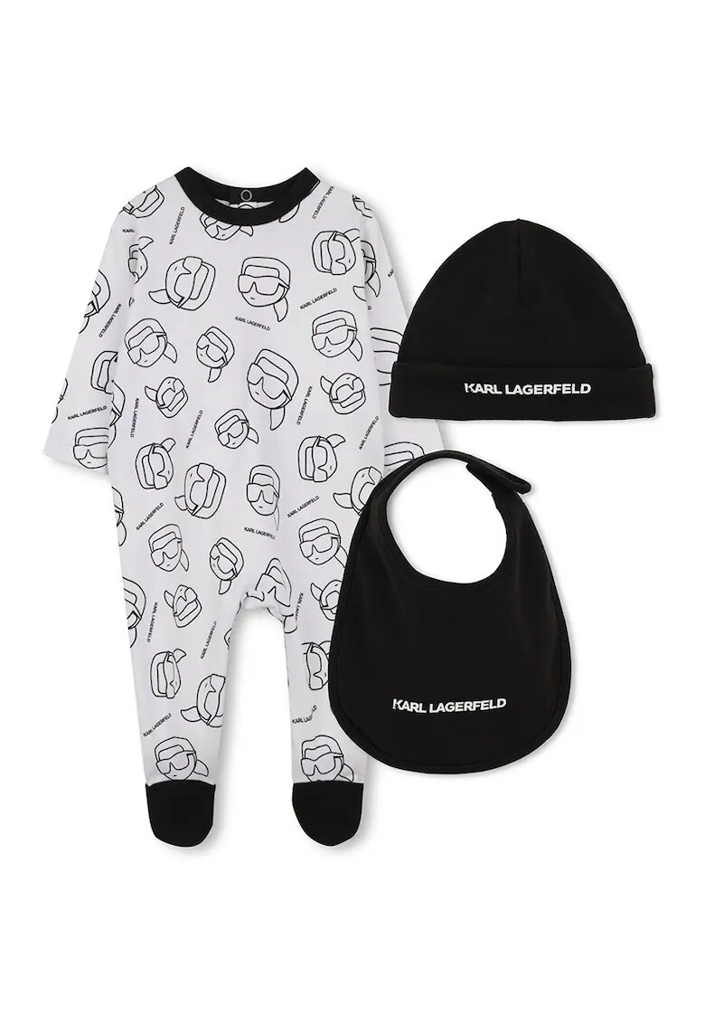 KARL LAGERFELD KIDS Set de imbracaminte - 3 piese - Negru/Gri deschis