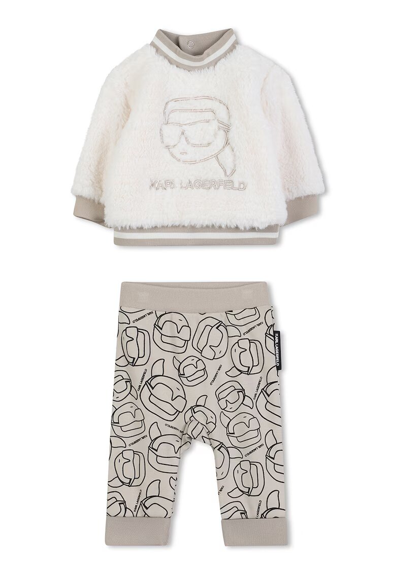 KARL LAGERFELD KIDS Set de pantaloni si bluza de trening pufoase - Bej/Maro nisip