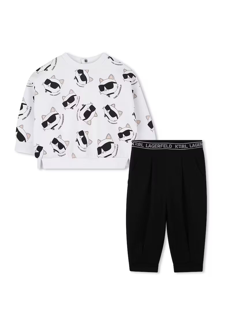 KARL LAGERFELD KIDS Trening cu model logo - Alb/Negru