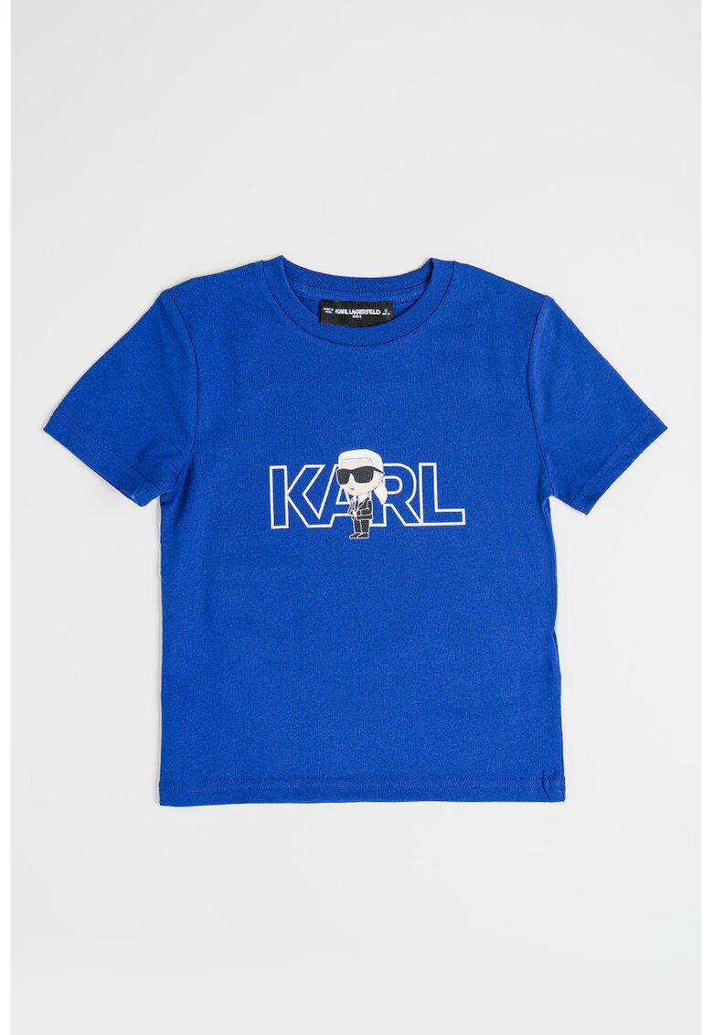 KARL LAGERFELD KIDS Tricou de bumbac cu imprimeu logo - Albastru