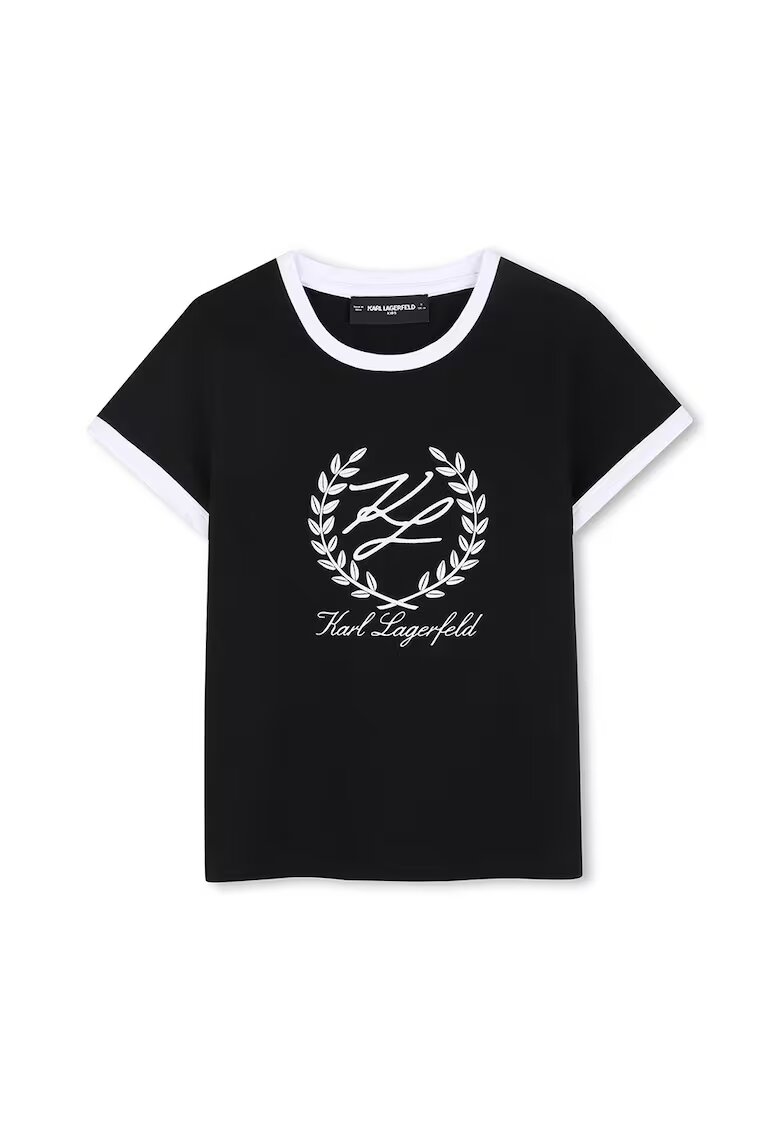 KARL LAGERFELD KIDS Tricou din amestec de bumbac cu logo - Negru/Alb optic
