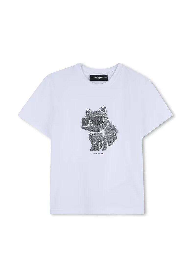 KARL LAGERFELD KIDS Tricou din amestec de bumbac cu model dublu - Negru/Albastru indigo