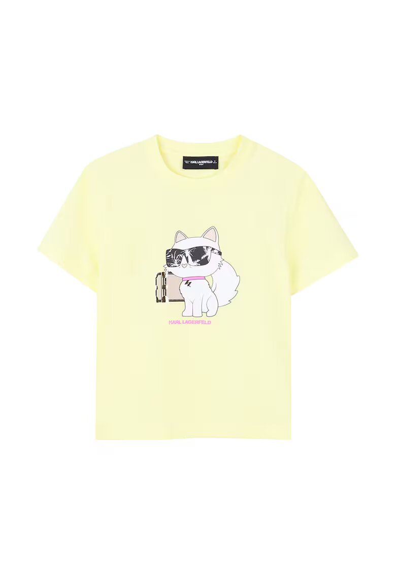 KARL LAGERFELD KIDS Tricou din amestec de modal cu imprimeu - Galben pal/Alb optic