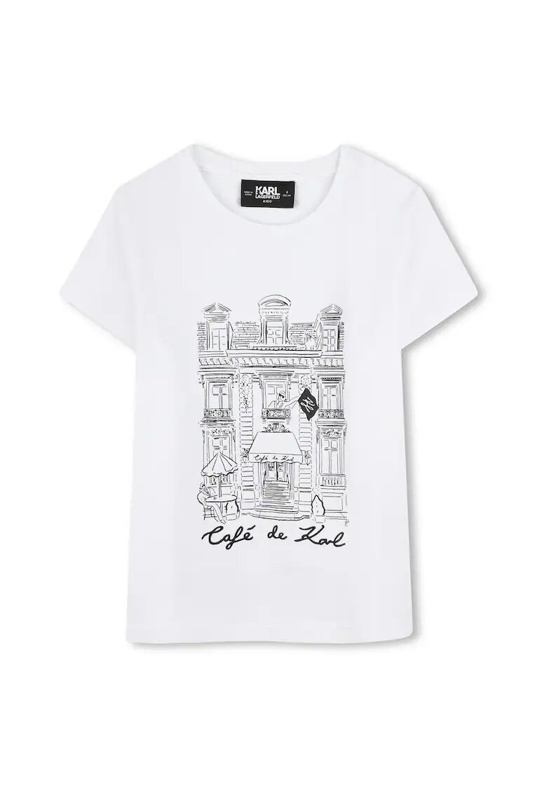 KARL LAGERFELD KIDS Tricou fete Z30494 10 - Bumbac/Modal - Alb