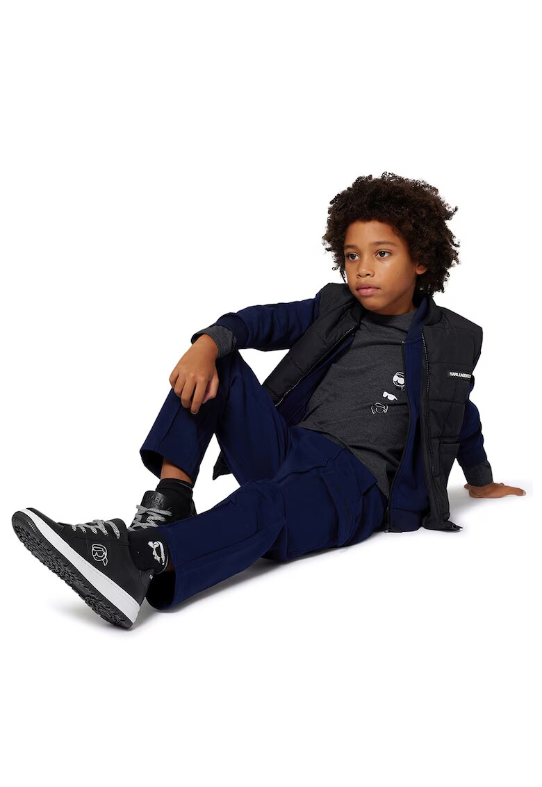 KARL LAGERFELD KIDS Vesta cu vatelina si logo aplicat - Negru