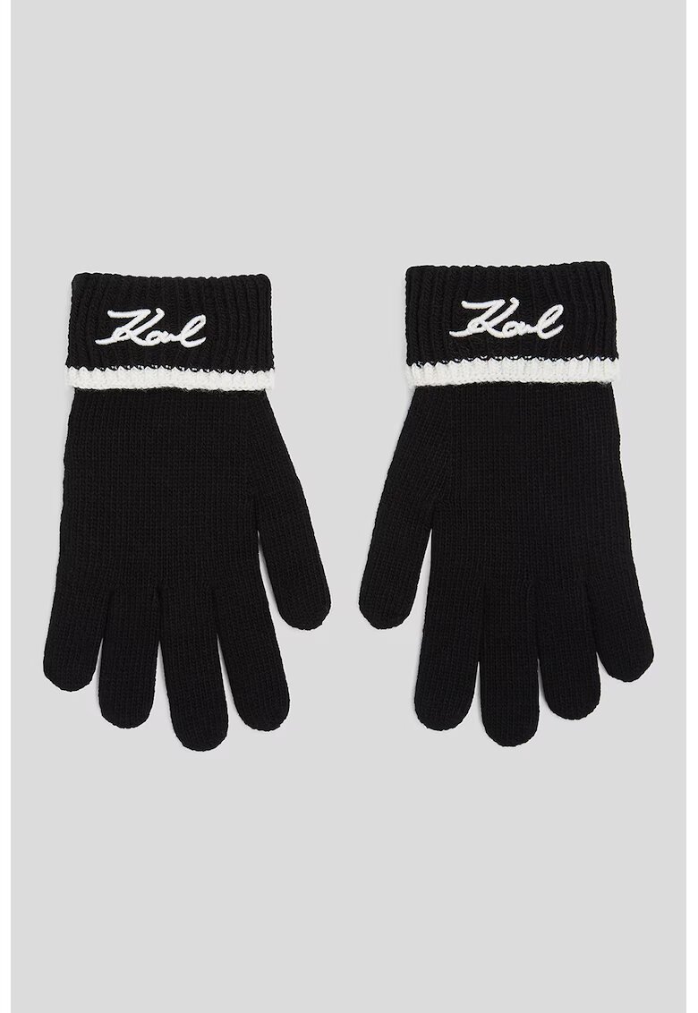 Karl Lagerfeld Manusi cu logo brodat Signature - Alb/Negru