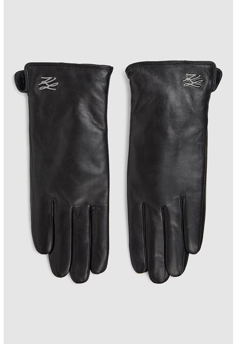Karl Lagerfeld Manusi de piele cu logo - Negru