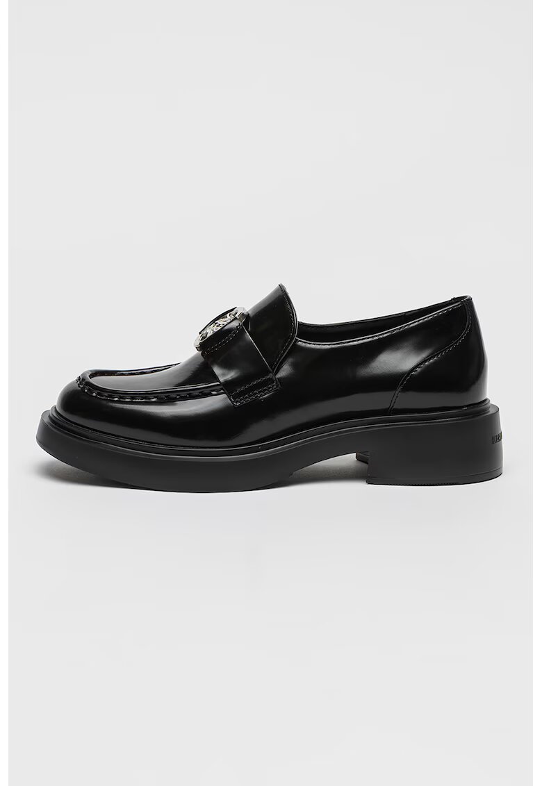 Karl Lagerfeld Mocasini uni de piele - Negru/Argintiu