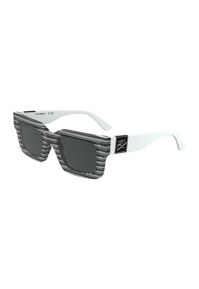 Karl Lagerfeld Ochelari de soare dreptunghiulari cu logo si model unisex - Alb/Gri