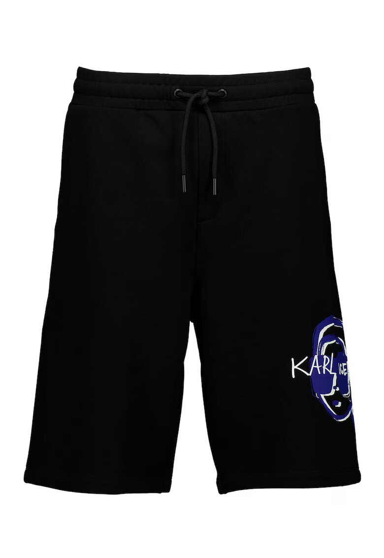 Karl Lagerfeld Pantaloni scurti cu imprimeu logo - Negru/Albastru royal