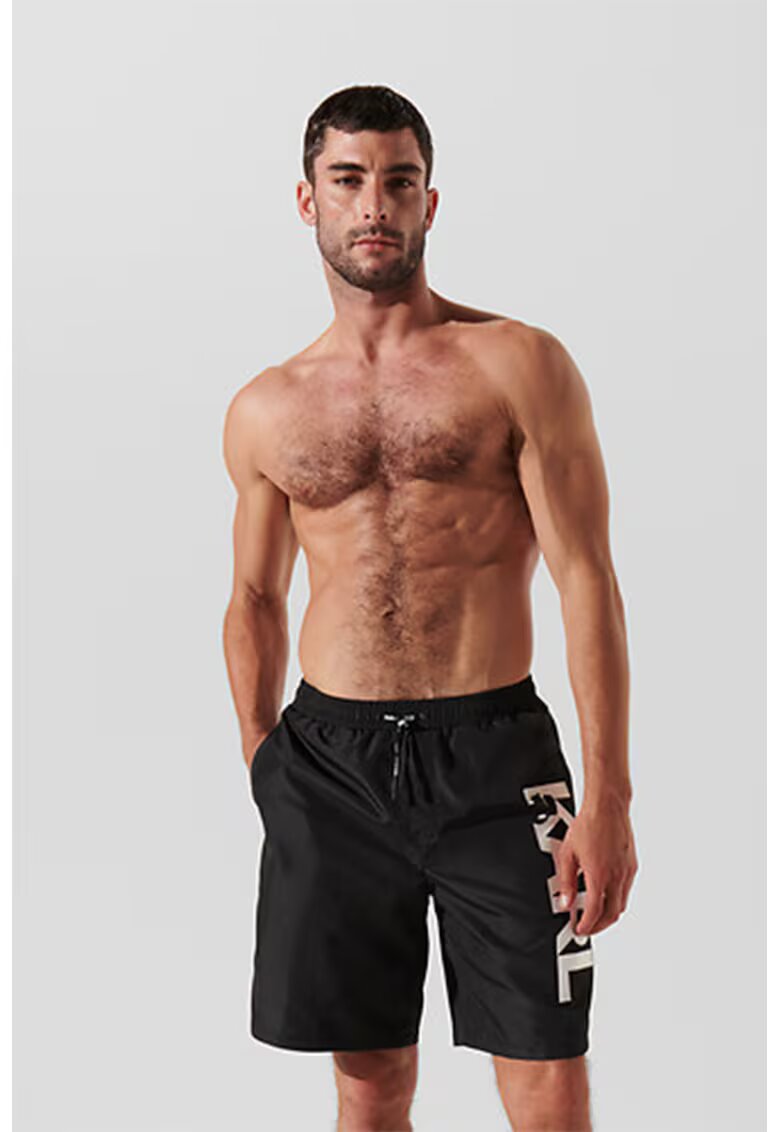 Karl Lagerfeld Pantaloni scurti de baie cu logo - Alb/Negru