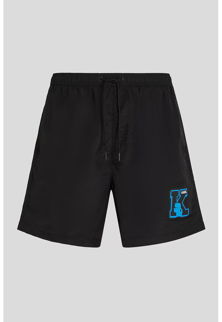 Karl Lagerfeld Pantaloni scurti de baie cu talie ajustabila - Negru