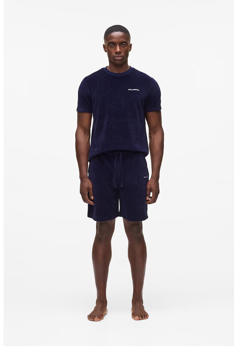 Karl Lagerfeld Pantaloni scurti de pijama de catifea - Bleumarin