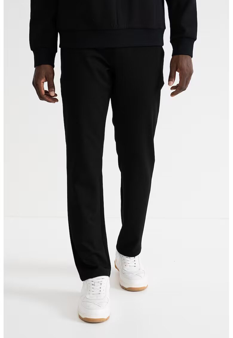 Karl Lagerfeld Pantaloni slim-fit chnino cu model uni - Negru