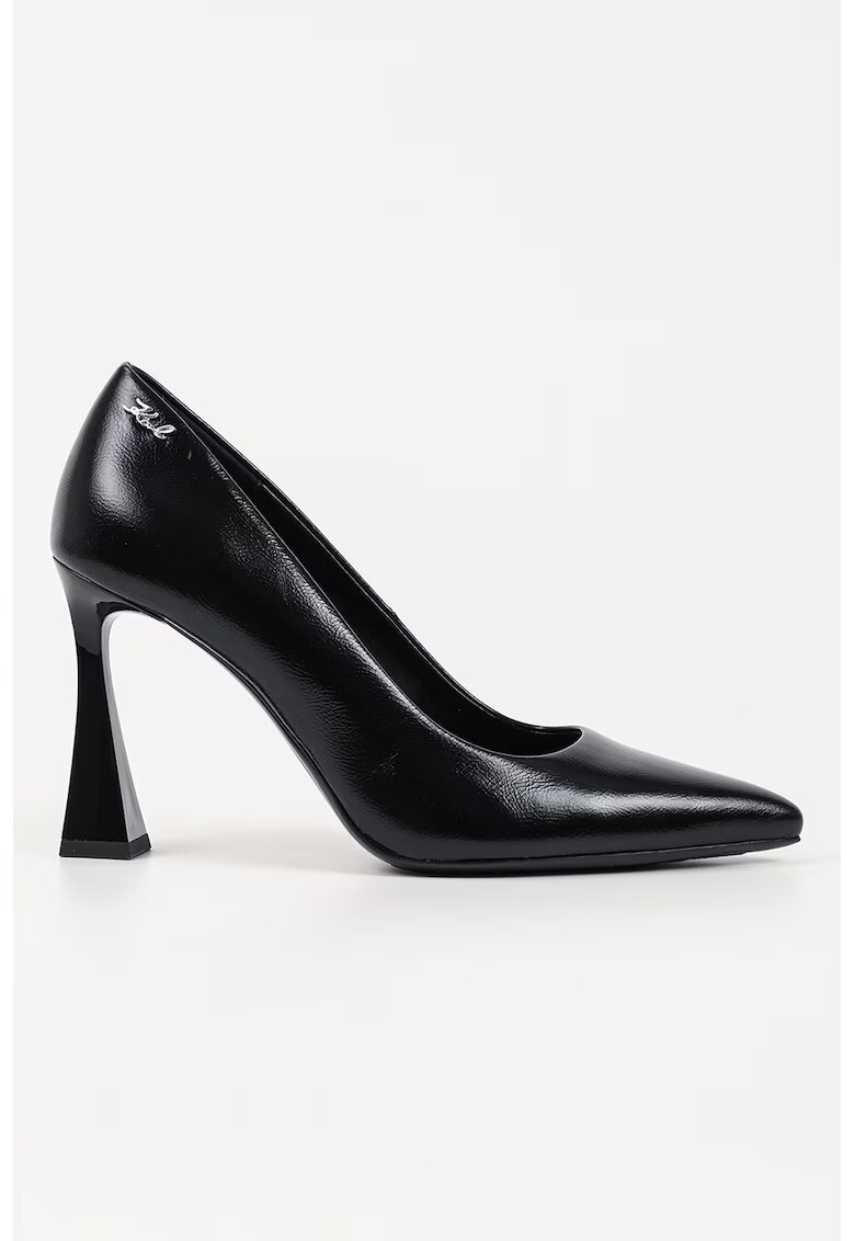 Karl Lagerfeld Pantofi din piele cu toc kitten - Negru