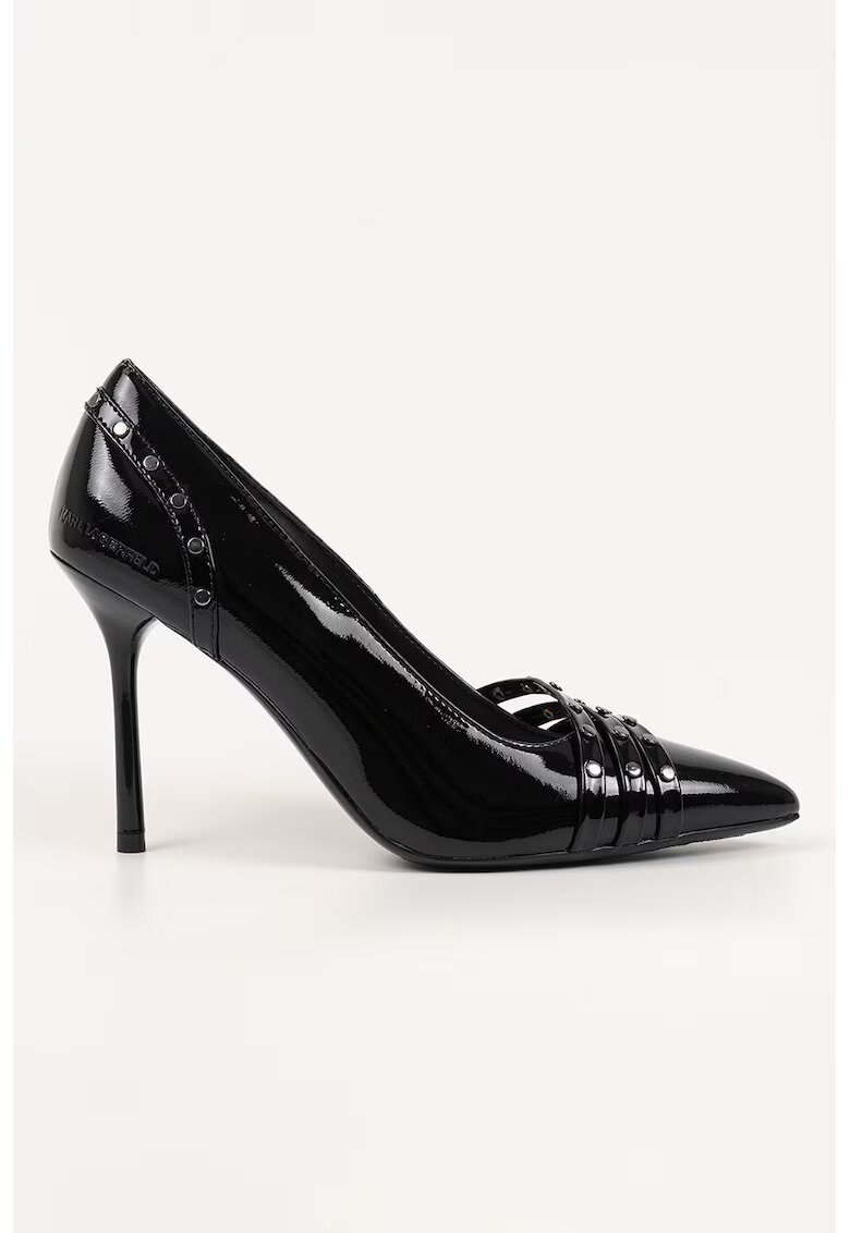 Karl Lagerfeld Pantofi din piele cu toc si varf ascutit - Negru