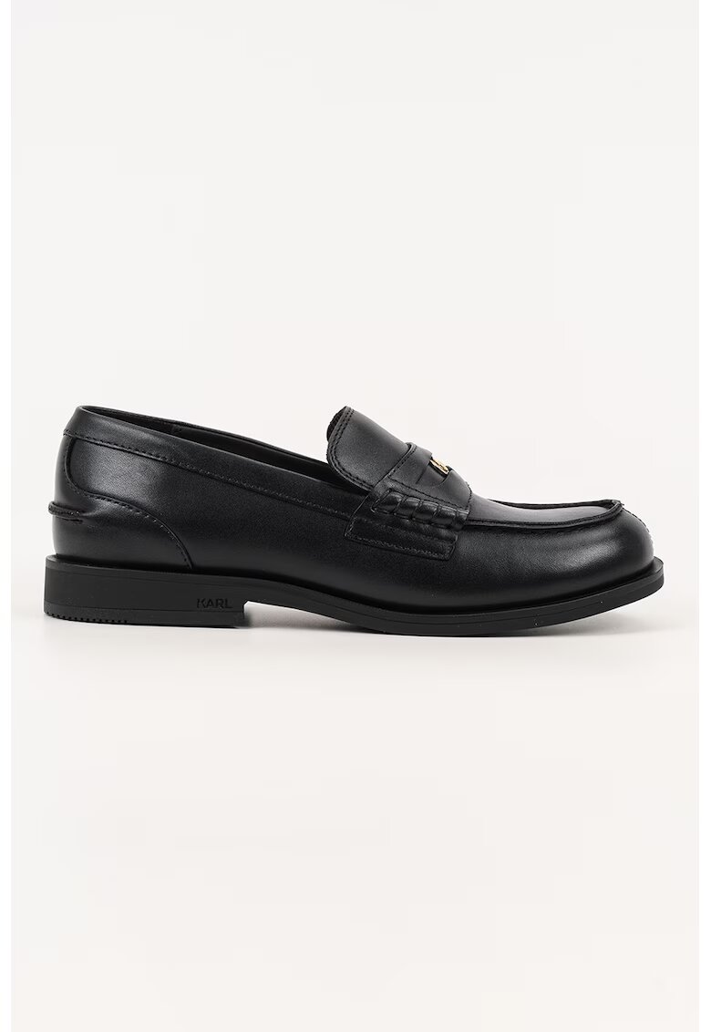 Karl Lagerfeld Pantofi loafer de piele cu varf rotund - Negru