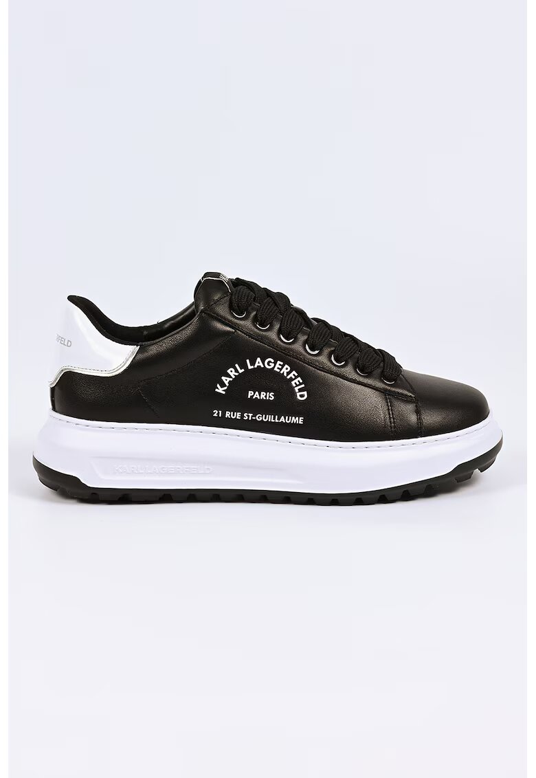Karl Lagerfeld Pantofi sport cu garnitura din piele ecologica si detalii logo - Negru/Alb optic