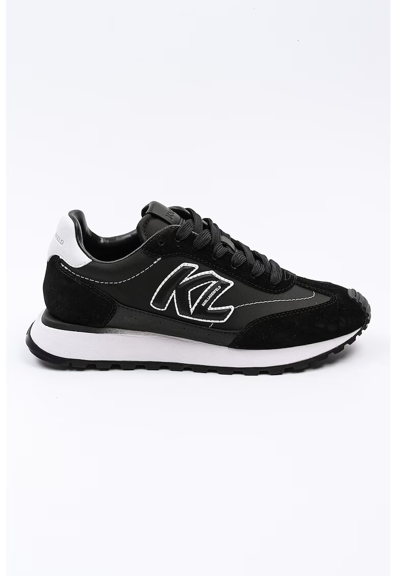 Karl Lagerfeld Pantofi sport cu garnituri de piele intoarsa - Negru