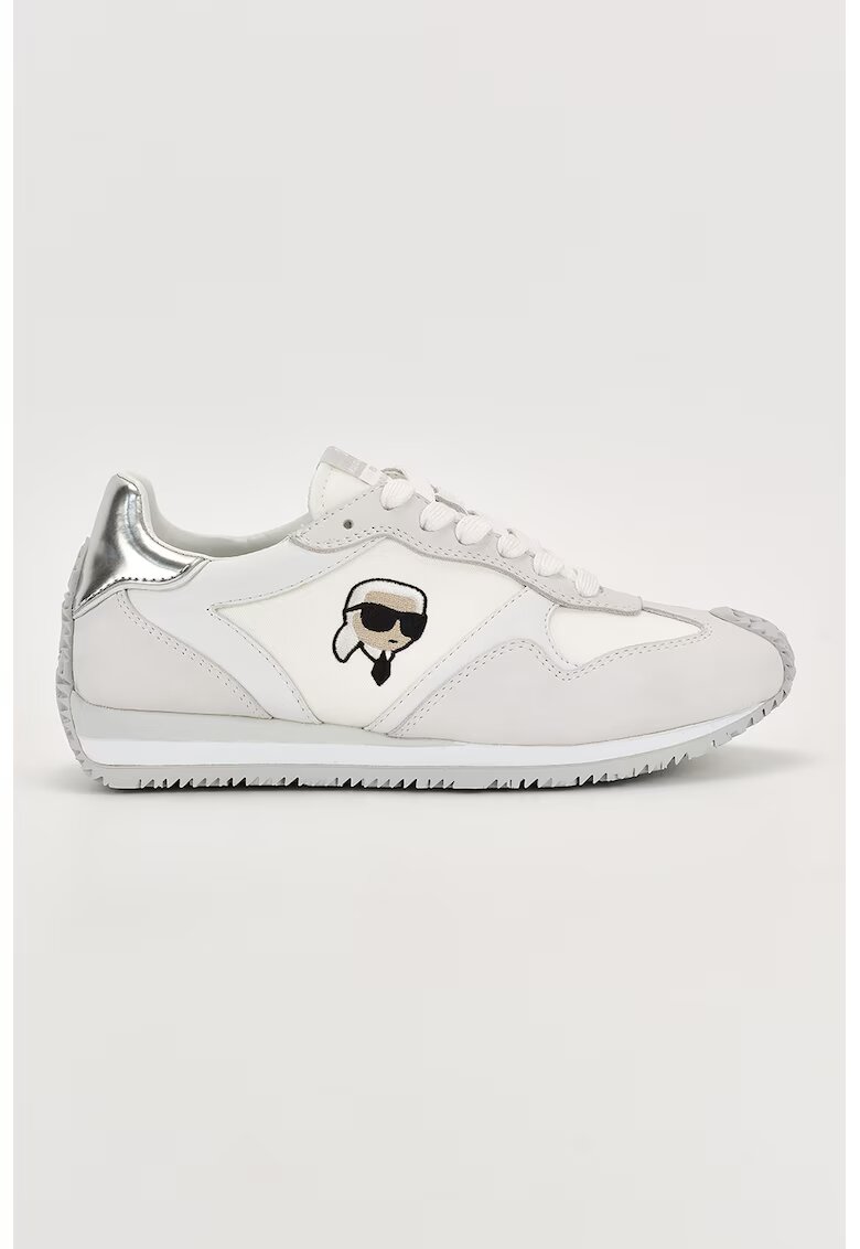 Karl Lagerfeld Pantofi sport cu garnituri de piele intoarsa Velocette - Alb/Argintiu